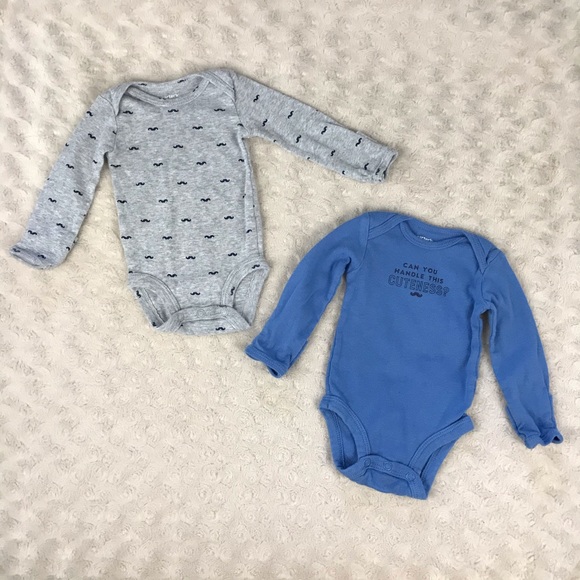 Carter’s Newborn Baby Boy Bodysuit Bundle Mustache - Picture 2 of 4